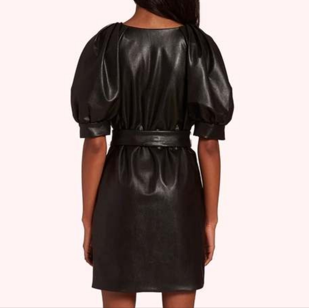 NWT Amanda Uprichard Durand Faux Leather Dress in Black Size Women's XS $224 - Picture 5 of 13